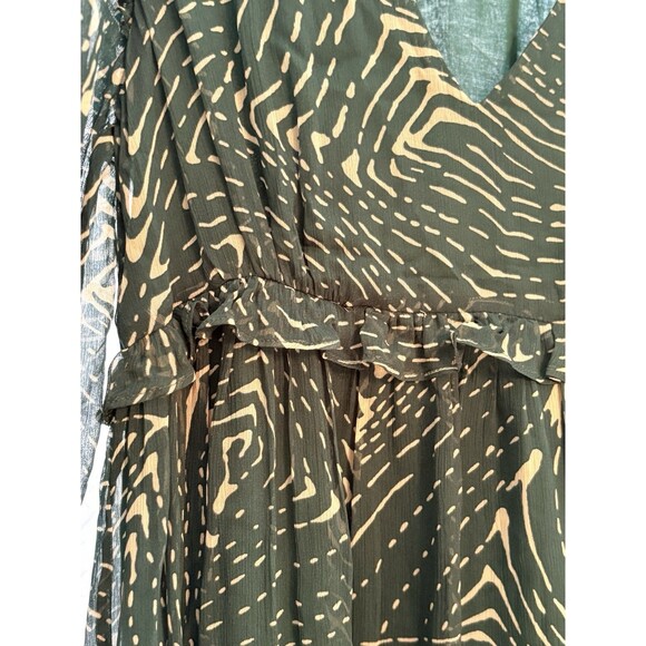 Ba&sh Lady Dress Women 2 US 6 Midi Forrest Fairy Geo Design Bohemian Green/Cream - Picture 11 of 16